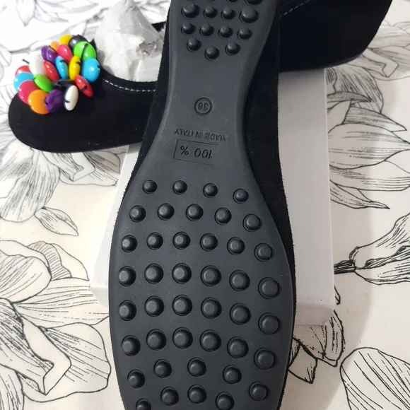 Neo Made in Italy Black Suede Ballerina Flats, Size 36. - Picture 2 of 4